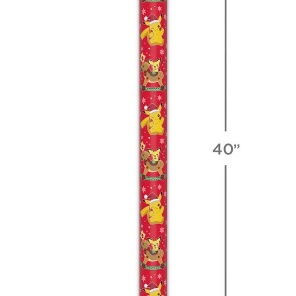 Hallmark Wrapping Paper Christmas Pokemon Fun on Red 70 sq ft Jumbo Roll Holiday - Picture 6 of 6